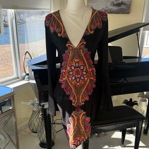 Venus retro V-neck wide sleeve Gothic shift dress pool cover-up